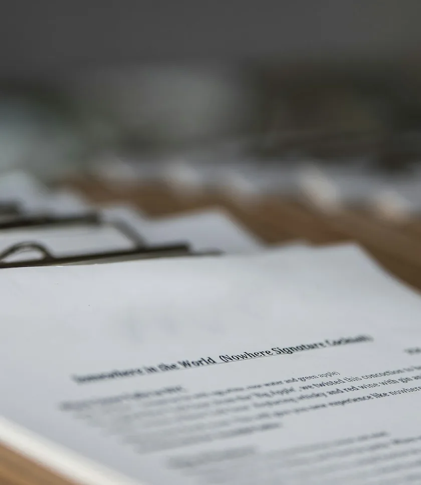 Close-up of audit working papers